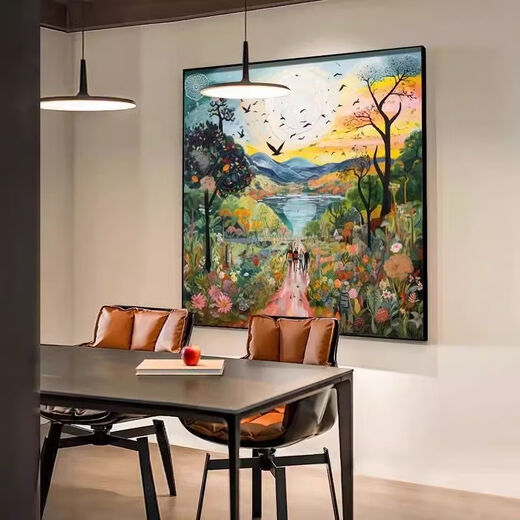 小众创意方板童心未泯高档艺术装饰画客厅餐厅挂画酒店背景墙 TRG3892 40X40可定制款晶瓷面铝合金金框