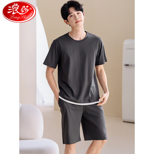 Langsha cool feeling modal men's pajamas summer shorts shorts comfortable and fashionable plus size for outdoor wear clothes set YSX:9721 L