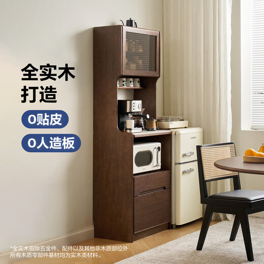 Lin's home solid wood sideboard against the wall integrated storage cabinet narrow tea cabinet living room storage wood industry film series TG1T 0.6m|walnut color extremely narrow solid wood sideboard