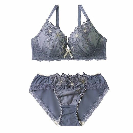 Yalu Risa, японский комплект D, тяжелая промышленность, изысканная вышивка, милая фея, бюстгальтер пуш-ап на косточках, чашка EF, голубая чашка, слишком маленькая 80B