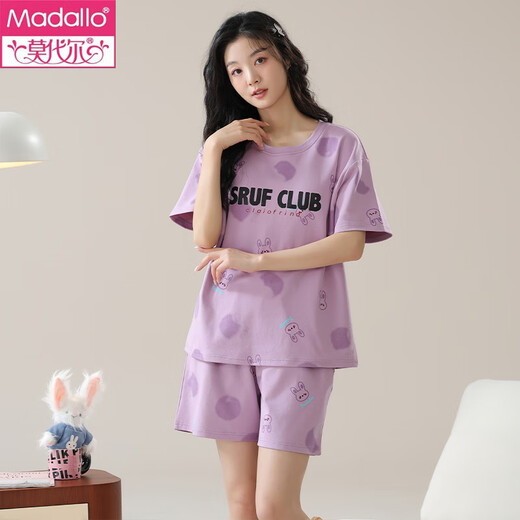 莫代尔女士短袖睡衣套装夏季棉家居服夏天大码可外穿休闲春秋可爱薄款 GXT6636 XL （建议115-130斤）