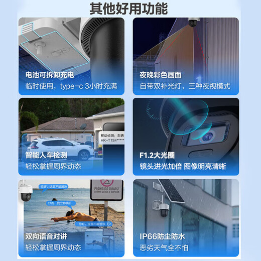 HIKVISION HIKVISION SOLAR OUTDOOOR CAME 4G 4G LIFE SIFFICHET DE DÉTECTION AU AI ET SUCCENIR LA VISION PANORAMIQUE DE LA NIGHT PANORAMIQUE À 360 degrés Sans angles morts à deux voies Interphone T1 Version standard + carte mémoire 4 millions de pixels / Lifetime Stream sans énergie solaire / solaire