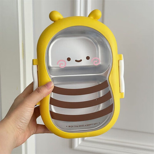Enshousu Cute Little Bee stainless steel insulated lunch box with compartments lunch box for students, office workers and children Xiaomi*Bee stainless steel lunch box with two compartments