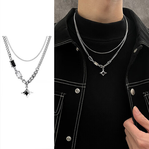 MOLC Double-layered Necklace for Couples Clavicle Chain Light Luxury Niche Design High-end Birthday and Valentine's Day Gift Double-layered Necklace L2010