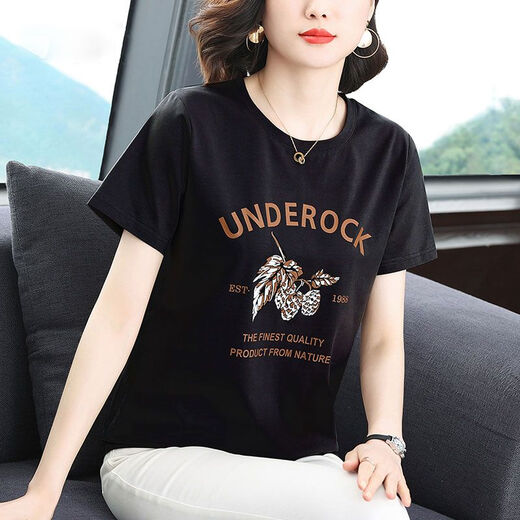 RTWK Mutteranzug 50-60 Jahre alt modische Bauchbedeckung T-Shirt für Frauen fette Männer top losen kurze Ärmel 2025 Sommer Neuer mittleren Alters 6636# Karamellfarbe 4xl empfohlen 155-170jin [Jin gleich 0,5 kg]