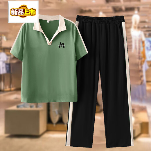 
CHUJING 2025 new sportswear suit for women in summer new fashionable and fashionable POLO collar top casual versatile trousers two purple M suggest 80-100Jin [Jin equals 0.5 kg]