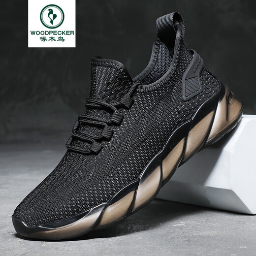 Holzspecker High-End New Summer Sports Schuhe atmungsaktive Freizeitschuhe Neue trendige Mesh Dad Schuhe Herren-Laufschuhe 9888 Schwarz 40