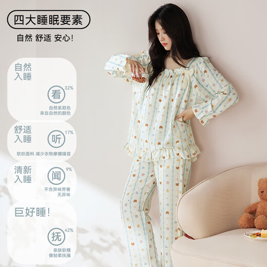 
Cat man [with breast pad] Women's pajamas for women cloud cotton cartoon print sweet princess style home clothes 25 years new product