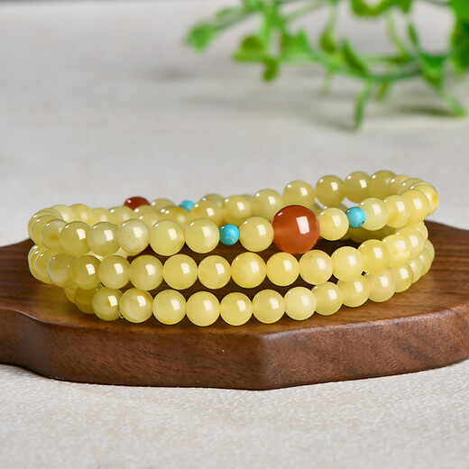 A Thousand Years Jade Beeswax Nanhong Bracelet Women's Multi-circle Round Bead Temperament Bracelet Jade Bracelet About 5mm QZD2693f