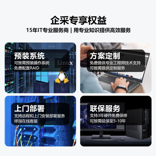 联想企业级小型塔式服务器主机 【ST45V3】霄龙4344P 8核3.8G 16G内存丨2*1T固态丨RAID1