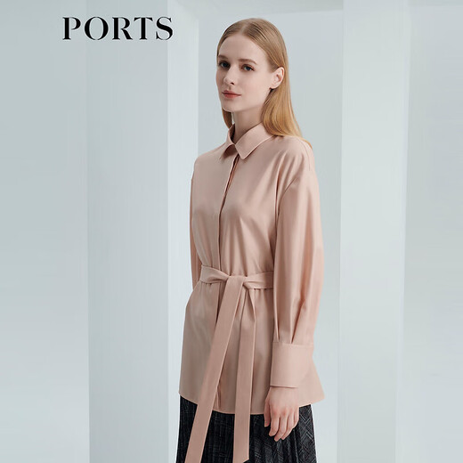 PORTS women's comfortable, soft and simple commuter long-sleeved shirt LL9B074LWT009 Champagne Pink 4