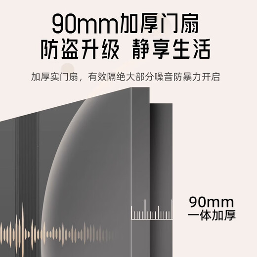 王力高端家用防盗门隐藏式门楣+航空铝箔填充+一门到顶+智能门锁进户门入户门大门A102【3.0不夹手智能门】