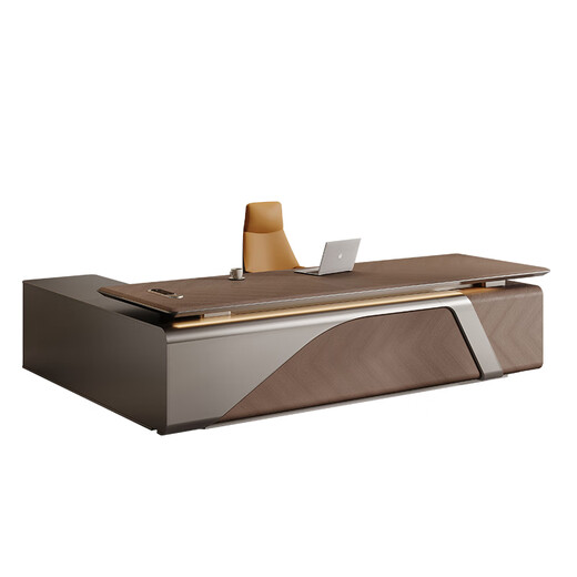 Aosenming boss desk office desk light luxury high-end president desk and chair combination office leadership manager executive desk workbench North American oak grain 2.4 meters double cabinet boss desk