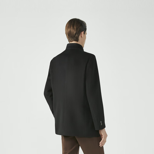 Jimba Men's 100% Sheep Wool Solid Color Business Lapel Wool Coat for Men | BFWG3313 Black XL