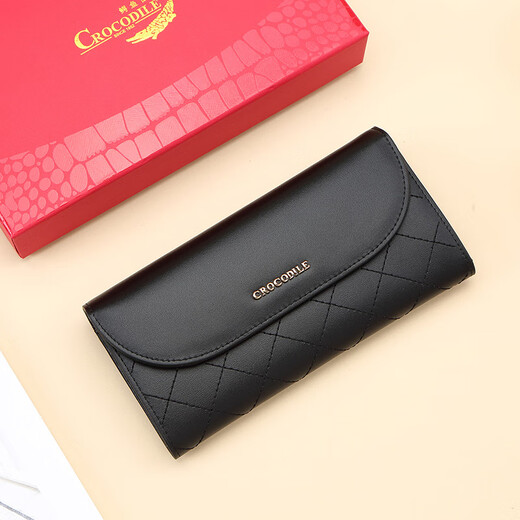 Crocodile shirt fashionable cowhide wallet for women rhombus high-looking long zero ticket holder gift box gift E2217