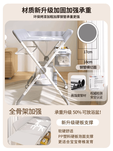 VALDERA新款婴儿换尿布台便携式护理台宝宝新生儿多功能尿布台可移动折叠 【莫兰迪-绿】移动升降3档调