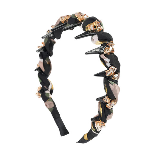 Zuoou Princess of Paris headband high skull headband women's high-end fashion ink painting toothed rhinestone headband hairpin headdress ink drill headband