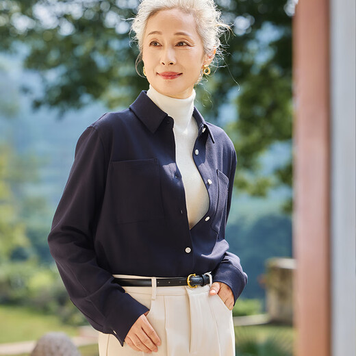 Muzi middle-aged women's autumn casual long-sleeved shirt tops middle-aged and elderly mothers' spring and autumn fashion versatile casual shirts