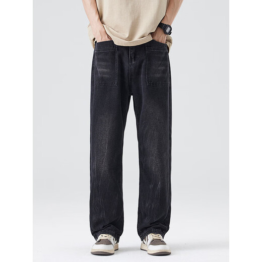 LEE KIDS2025夏季男士薄款牛仔裤宽松七夕裤前侧口袋直筒裤 9893蓝色 薄款 M (100斤)