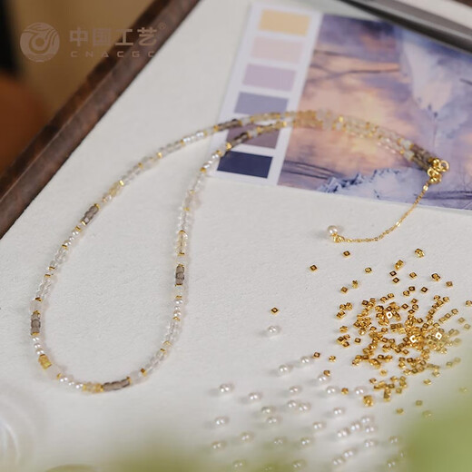 Chinese craftsmanship Dongqishuanghua Original Time Season Colorful Necklace Natural Gem Beads Explosive Necklace Dongqishuanghua