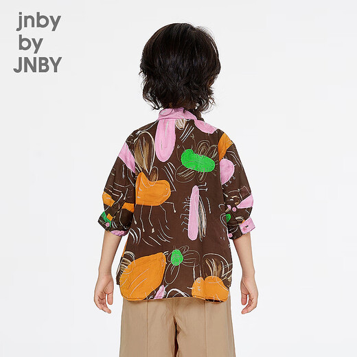 Jnby by JNBY Jiangnan Buyi children's short-sleeved shirt H-shaped cotton printed poplin light lapel summer boys and girls 1P6213070 900/brown color mixed random pattern 100 cm