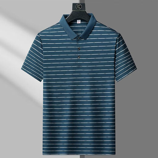 Romon (Romon) 280 plus Fett plus großer Fettmann-Fett-Mann-Herren-Kurzärmel-Sommerhemd-Kragen T-Shirt hübsches Druck, damit es schlanker Papa 9920 Grau 3xl 190 3x (180-200) aussieht