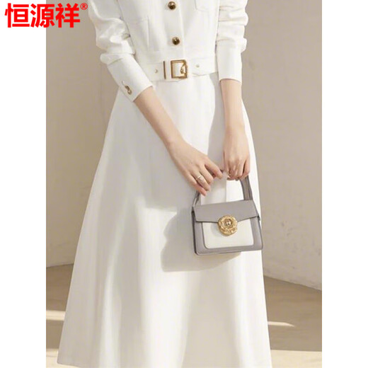 Hengyuanxiang weißes Hemdkleid besuchte wichtige Anlässe im Frühjahr und Herbst, Temperament, berühmte Lady Goddess-Stil, langes Kleid, weißes Kleid 2xl 125-140jin [Jin ist 0,5 kg]