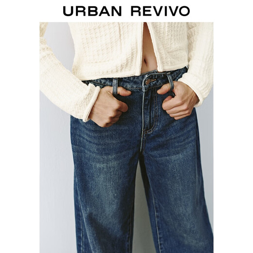 
UR[HOT]2025 Autumn New Women's Casual Retro Washed Cotton Denim Pants UWH850081 Blue 27