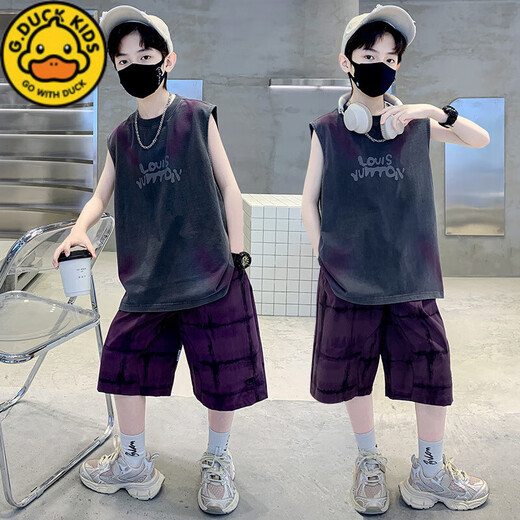 G.Duckkids Boy Vest Set Summer 2025 Новый средний и большой детский костюм Летний красивый мальчик летний рукавиц