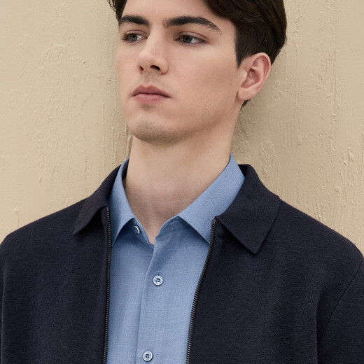 
EMZ Ordos [ultra-light wool] Early spring new lapel casual sweater men's jacket cardigan wool sweater men's Baolan L 175/92A