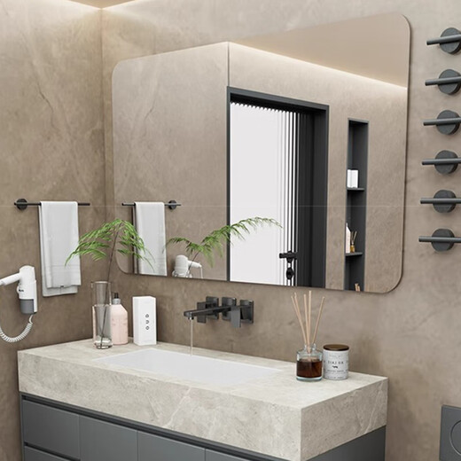 Quanpinwu Acrylic soft mirror wall mirror hand washing bathroom bathroom full-body mirror hanging wall without punching self-adhesive 30*40