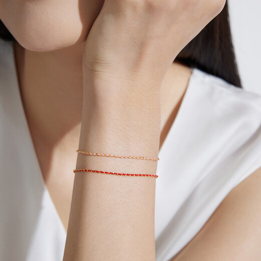 Chow Tai Fook SOINLOVE minimalist braided red rope good luck red 18K gold bracelet VE197