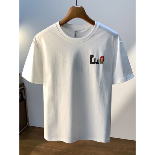 LA HaiLan Home (HLA) same large size Jin [Jin equals 0.5 kg] round neck short-sleeved shirt men's summer Hong Kong style printed cotton HAL-JSW9926 white M Recommended 90-108 Jin [Jin equals 0.5 kg]