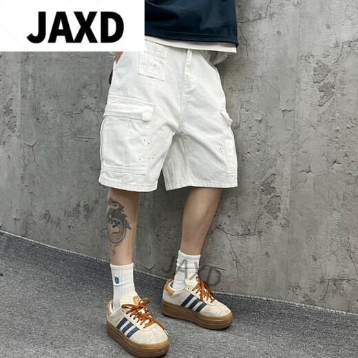 JAXD Yin Xiaoji Heavy washing loose tooling large pocket white bamboo joint denim 1049 White M (95-125Jin[Jin equals 0.5 kg])