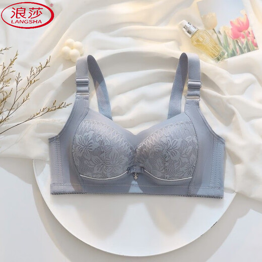 浪莎（LangSha）蕾丝薄款内衣女调整型收副乳文胸无钢圈聚拢防下垂上托性感文胸罩 罗-兰-紫-1件装 80C 36-