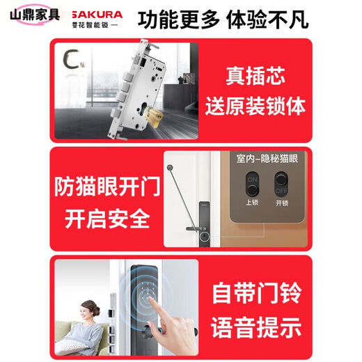 语森忆6622智能门锁指纹锁家用防盗门电子密码入户大门DZ-6622线下同 2(线下同