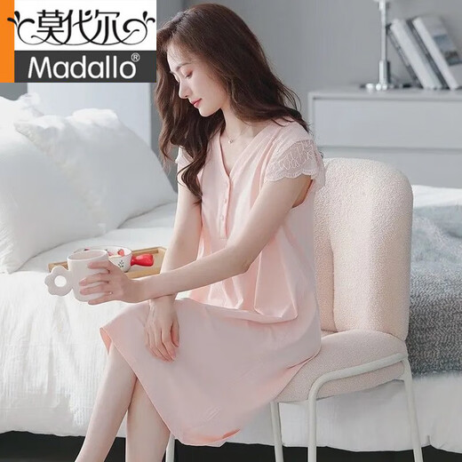 Modal Nachthemd Frauen-Pyjamas Sommer Baumwolle dünne Oberbekleidung mittelgroße Kurzschläfe mittleren Alters mit großer Größe von 698 Ya Pulver ohne Brustpolster 3xl 160-180jin [Jin ist gleich 0,5 kg]