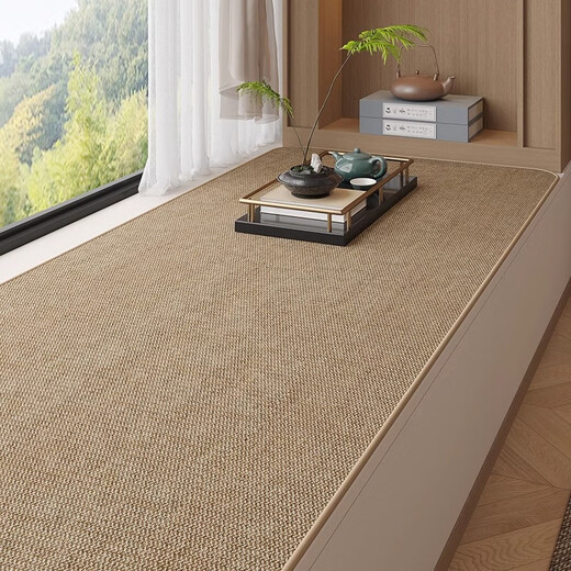 Fat Donglai's same style bay window mat, Japanese style simple linen woven window sill mat, universal for all seasons, non-slip and stain-resistant, customized bed oatmeal 80cm*240cm