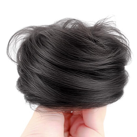 Jiao Xuefei ball head wig, real hair hair band, natural black, updo hair package artifact to increase hair, high skull hair package, ancient style flower bud head