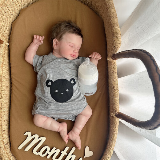 Jingmengyuan 0-3 Monate Babykleidung in Scheiße gewickelt Summer Ultra-dünn Typ A männlich und weibliches Baby Neugeborenes kurzärärmiges Dreieck Ha-Shirt 52 Hanfgrau Kurzärärmelte (schwarzer Bärenkopf) 52 Codes empfohlen 6-8 Jin [Jin gleich 0,5 kg]