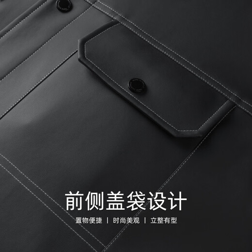 Mark Huafei Lapel Jacket Men's 2025 Autumn New Topstitched Casual Handsome PU Leather Jacket Men's 1095 Black 001 M 170