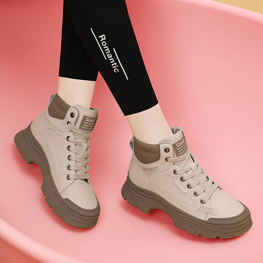Wandsens-vielseitige Martin-Stiefel für Frauen für Frauen 2025 Frühlings- und Sommer Neue britische Stiefel kurze Stiefel komfortable und modische Dick-Soled-Reiseschuhe JST 1591 Mika Single Li / Heel Height 4 cm 36