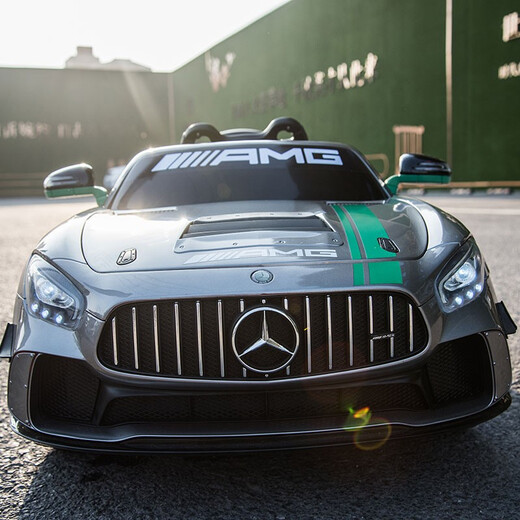 Mercedes-Benz CAR para niños asientos de cuatro ruedas para personas, control remoto de bebé balanceando, niños y niñas, niños, juguetes para bebés, automóvil [gris plateado pintado] Función completa + Bluetooth + rueda blanda