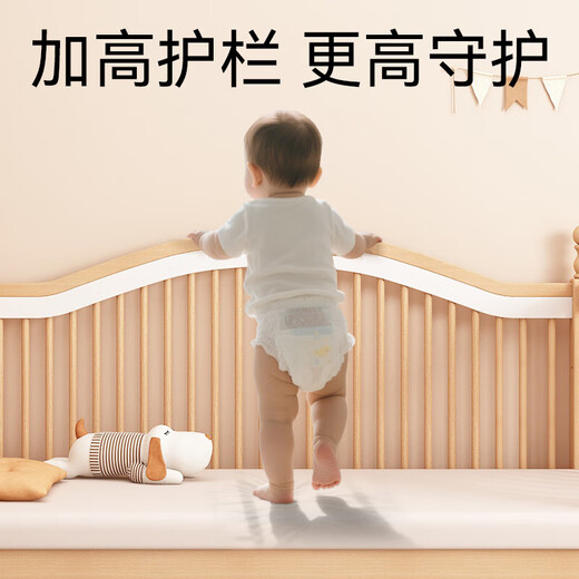 Qiu yinging beech wood splicing bed crib crib твердое дерево детское кровать Расширенная боковая кровать поднятая ограждение для подъема и опускания комаровной сети с сетью односпальной односпальной кровати + 6см кокосовой латексной матрас +.