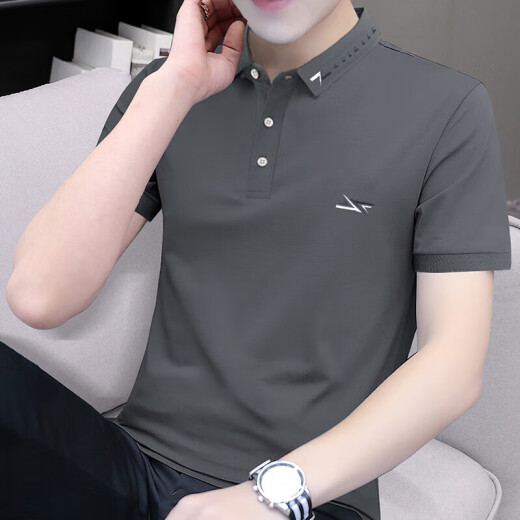 Hailan Precio Especial Bead Floor Polo bordado Polo para la delgada camiseta de manga corta de los hombres Top de la solapa de verano Breatable S5012 Azul XL adecuado para 130-145 Jin [Jin iguala 0.5 kg]