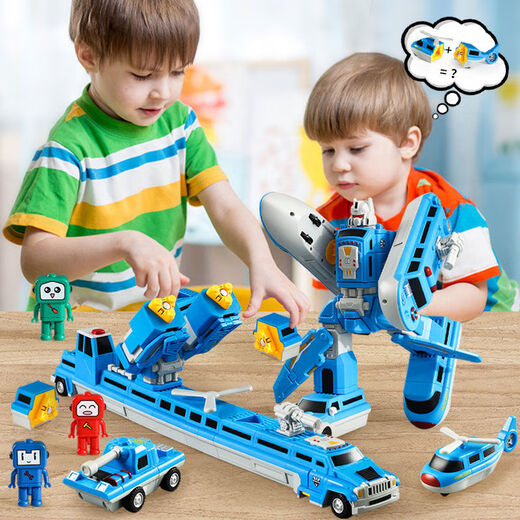Onevan Boy Splicing Splicing Children's Toys Puzzle Assembly Formation Engineering Car Boy King Kong Robot 3 ans 6 Cadeaux City Sea Land and Air (Set 14-PIEE) Boîte de rangement de livraison