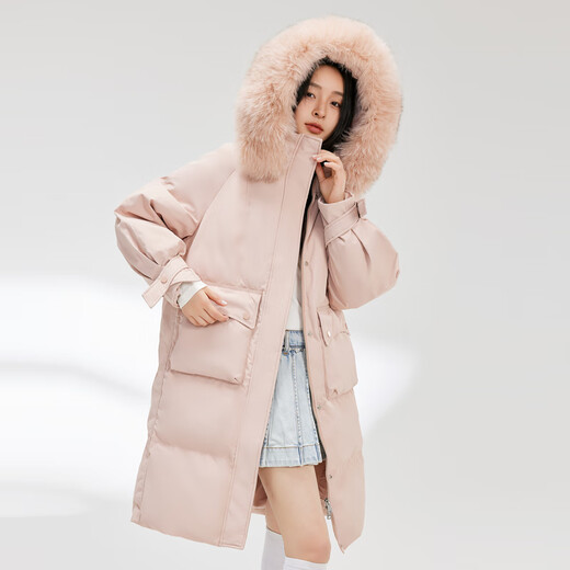 Xuezhongfei [removed from the shelves] [Cheng Yi recommends] Fox big fur collar new autumn and winter versatile warm big fur collar multi-color down light velvet powder 1591 L 170/92A