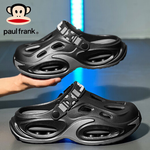 paul frank big mouth monkey casual slippers summer outdoor wear sports beach hole shoes men's office home Baotou sandals black and gray 40-41 combination without specifications