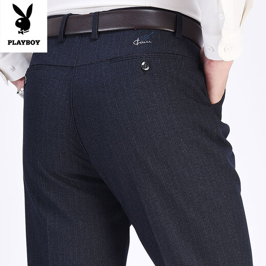 Playboy (Playboy) Primavera y otoño y invierno Pantalones casuales de mediana edad de mediana edad Pantalones masculinos de mediana edad y ancianos de pie de piel alta, de pie recto, pantalones de padre de pieza recta agregando vellón 16855 engrosado 28 (circunferencia de la cintura de 2.16 pies) 80-89Jin [Jin equivale a 0.5 kg]