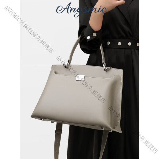 ANYSMIC包包女包奢侈品牌手提包女大容量2025新款时尚真皮单肩斜挎包女 卡其色